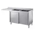 Sink unit n.2 basins - with n.1 over dishwasher drainboard - with understorage