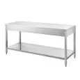 Stainless steel work table - square legs 4x4cm - bottom shelf - worktop thickness cm 4
