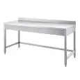 Stainless steel work table - square legs 4x4cm - frame on three sides - worktop thickness cm 4 - with upstand