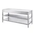 Stainless steel work table - square legs 4x4cm - 2 bottom shelves - worktop thickness cm 4