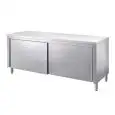 Stainless steel work table with understorage and sliding doors - worktop thickness cm 4