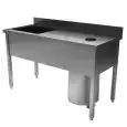 Stainless steel work table - Vegetable prep table - countertop thickness cm 4 - Complete with trolley bin Lt. 50 with lid - with upstand