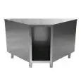 External corner unit 90° angle with undershelf - Stainless steel construction with scotch brite finish - Length cm 156 - Depth cm 80 - Height cm 90