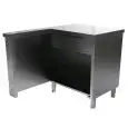 "L"-shaped cash till unit on left-side of operator with drawer and lock - Stainless steel construction with scotch brite finish - Length cm 120 - Depth cm 80 - Height cm 90