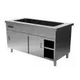 Bain marie unit with ambient cupboard and sliding doors - Bain marie H 22 cm - Stainless steel construction with scotch brite finish