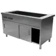 Bain marie unit with hot cupboard and sliding doors - Bain marie H 22 cm - Two temperatures - Stainless steel construction with scotch brite finish
