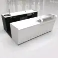 BAR COUNTER AND BACK COUNTER - MOD. START UP L2500 H951 BC - WITH GLASS PALLET - N. 3 CELLS WITH VENTILATED REFRIGERATION - V 230/50Hz SINGLE-PHASE POWER SUPPLY - WITH BUILT-IN CONDENSING UNIT - COFFEE MACHINE STATION