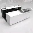 BAR COUNTER AND BACK COUNTER - MOD. START UP L2500/SX H951 BC - WITH REFRIGERATED TANK FOR FOOD & BEVERAGE DISPLAY ON THE LEFT - TRANSPARENT GLASS PROTECTION PALLET FOR REFRIGERATED TANK - N. 3 CELLS WITH VENTILATED REFRIGERATION - V 230/50Hz SINGLE-PHASE