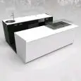 BAR COUNTER AND BACK COUNTER - MOD. START UP L2500/SX H951 PL - WITH REFRIGERATED TANK FOR FOOD & BEVERAGE DISPLAY ON THE LEFT - PLEXIGLASS COVER FOR REFRIGERATED TANK - N. 3 CELLS WITH VENTILATED REFRIGERATION - V 230/50Hz SINGLE-PHASE POWER SUPPLY - WIT