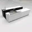 BAR COUNTER AND BACK COUNTER - MOD. START UP L3500/DX H951 BC - WITH REFRIGERATED TANK FOR FOOD & BEVERAGE DISPLAY ON THE RIGHT - TRANSPARENT GLASS PROTECTION PALLET FOR REFRIGERATED TANK - N. 3 CELLS WITH VENTILATED REFRIGERATION - V 230/50Hz SINGLE-PHAS