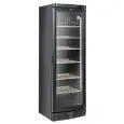 REFRIGERATED WINE DISPLAY - MOD. TWN 400 - Ventilated cooling - Temperature °C +7/+18 - N. 1 GLASS DOOR - BLACK PAINTED STEEL CONSTRUCTION - CAPACITY Lt 350 - Power W 300 - SINGLE PHASE 230/50Hz - Dimensions cm L 59,5 x D 62 x H 183 - CE approved