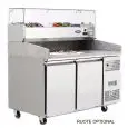 REFRIGERATED PIZZA COUNTER - STAINLESS STEEL - Mod. EPF3495GR/33 - ENERGY CLASS A - WITH PREP UNIT DISPLAY GN 1/4 - SUITABLE FOR PIZZA CONTAINERS cm 60x40 - VENTILATED COOLING - N. 2 DOORS - TEMPERATURE -2°/+8°C - Dim. cm. L 151 x D 80 x h 143,5 - CE APPR
