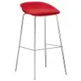 Sgabello - colour rosso - Structure in metal chrome, seduta in polypropylene, cuscino in ecopelle - Model 1630-EV23R-02