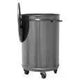 DUSTBIN TROLLEY - STAINLESS STEEL - CYLINDRICAL STAINLESS STEEL AISI 304 STRUCTURE - STAMPED LID - SWIVEL WHEELS