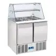 REFRIGERATED SALADETTE - STAINLESS STEEL - Mod. CRQ 90A - STATIC COOLING - GASTRONORM 1/1(cm 53 x 32,5) - N. 2 REFRIGERATED DOORS - DIGITAL THERMOSTAT - Temperature 0º/+8ºC - Dim. cm. L 90 x D 70 x h 129,5 - CE approved
