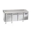 REFRIGERATED PIZZA COUNTER - STAINLESS STEEL - MOD. QZ 30 - HOLDS PIZZA CONTAINERS cm 60 x 40 - N. 3 DOORS - Ventilated cooling - Temperature +2° / +8° C - DIM. Cm L 202,5 x D 80 x H 104 - CE APPROVED