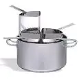GRADE 18/10 STAINLESS STEEL SAUCEPAN COMPLETE WITH N. 4 COLANDERS - INDUCTION COOKER-COMPATIBLE