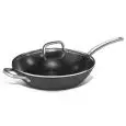 ULTRA-LIGHT IRON WOK PAN WITH GLASS LID - SUITABLE FOR INDUCTION COOKING - NON-STICK - DIMENSIONS ø cm. 32 x 8 h