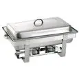 DEDRA CHAFING DISH GASTRONORM 1/1 (H mm. 65) WITH NORMAL STAINLESS STEEL LID - COMPLETE WITH TWO BURNERS (fuel not included) - CAPACITY Lt. 8,5 - DIMENSIONS mm. W 610 x D 360 x 300 h