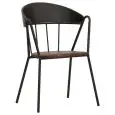 Poltroncina - colour black - Structure in metal painted, schienale in wood e seduta in ecopelle - Model 1747-XH2NE-LAT