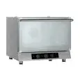 ELECTRIC GASTRONOMY AND PASTRY CONVECTION OVEN - MOD. MR42 - ELECTROMECHANICAL CONTROLS - HUMIDIFIER - TWO SPEED MODE - TILT DOOR - THREE PHASE 400/3/50 - POWER KW 6,3 - CAPACITY: 4 X (GN 1/1 ; 60 X 40) - TRAY SPACING Cm 7,4 - DIMENSIONS Cm L 77 X D 74 X 