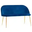 Panca - colore blu - Struttura in metallo ottonato, seduta e schienale imbottiti, rivestimento in velluto - Modello 1760-S49-DB-01