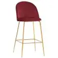 Sgabello - colour rosso - Structure in metal ottonato, seduta e schienale imbottiti, rivestimento in velluto - Model 1764-JA6-R-01