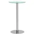 Table - colour aluminium - Base in steel stainless chrome, top in tempered glass, Thickness 12 mm - Model 1840-BT2G-01