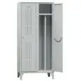 LOCKER WITH CLEAN DIRTY DIVIDER - STEEL LAMINATE PROFILE - THICKNESS 6/10 - MOD. 214/02 - N.2 COMPARTMENTS - N.2 DOORS WITH LARGE AIR VENT - TOP SHELF - UMBRELLA HOLDER - TAG HOLDER - DIM. cm L 100 x D 50 x H 180