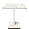 Table with square top - karara white finish - White column - Model 225-HPQ-403 - with base H 73 cm