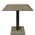 Table with square top - blue wood finish - Black column - Model 225-HPQ-403 - with base H 73 cm