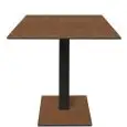 Table with square top - copper finish - Black column - Model 225-HPQ-403 - with base H 73 cm