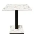 Table with square top - karara white finish - Black column - Model 225-HPQ-403 - with base H 73 cm