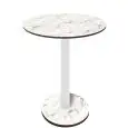 Table with round top - karara white finish - White column - Model 227-HPR-403 - with base H 73 cm