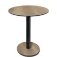 Table with round top - canyon finish - Black column - Model 227-HPR-403 - with base H 73 cm