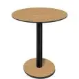 Table with round top - urban teak finish - Black column - Model 227-HPR-403 - with base H 73 cm