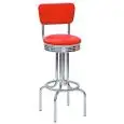 Sgabello - colour rosso - Structure in metal chrome, schienale e seduta girevole in ecopelle - Model 245-B030R
