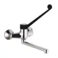 WALL-MOUNT SINK TAP - Mod 35 - Double faucet hole and single handle - Black clinical lever