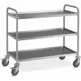 AISI 201 stainless steel service trolley - Model 3P100-50 - 3 shelves - shelf cm 100 x 50 - capacity 80 kg - Dimensions cm 109 x 59 x 94 h