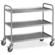 AISI 201 stainless steel service trolley - Model 3P80-50 - 3 shelves - shelf cm 80 x 50 - capacity 80 kg - Dimensions cm 89 x 59 x 94 h