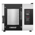 GAS CONVECTION AND STEAM COMBINATION OVEN WITH DIGITALS CONTROLS - Cod. GOURMET 511G - SUITABLE FOR GASTRONOMY - Capacity: n. 5 GN 1/1 (cm 32,5 x 53) baking trays - Power Kw 8 - SINGLE PHASE 230 V 50/60 Hz  - Max temperature: 270°C - Turbo-charged catalyt