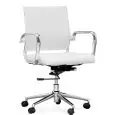 Poltrona ufficio - colour white - Structure in metal chrome, seduta imbottita, rivestita in ecopelle, schienale in textilene - Model 612-ZW4-white