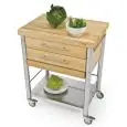 KITCHEN TROLLEY - mod. 692702 auxilium - made from stainless steel - white edge grain ironwood worktop and drawer coating - with n.2 drawers