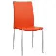 Sedia - colour arancione - ​Structure in metal painted, seduta e schienale imbottiti, rivestimento in ecopelle - Model 825-RF49PA