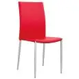 Sedia - colour rosso - ​Structure in metal painted, seduta e schienale imbottiti, rivestimento in ecopelle - Model 825-RF49PR