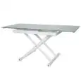Table - colour white - ​Structure in steel painted, extendable top in glass Thickness 8 mm - Model 841-RF22W-alto-aperto-01