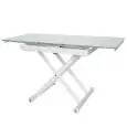 Table - colour white - ​Structure in steel painted, extendable top in glass Thickness 8 mm - Model 841-RF22W-alto-aperto-04