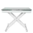 Table - colour white - ​Structure in steel painted, extendable top in glass Thickness 8 mm - Model 841-RF22W-alto-chiuso-01