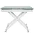 Table - colour white - ​Structure in steel painted, extendable top in glass Thickness 8 mm - Model 841-RF22W-alto-chiuso
