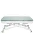 Table - colour white - ​Structure in steel painted, extendable top in glass Thickness 8 mm - Model 841-RF22W-basso-chiuso